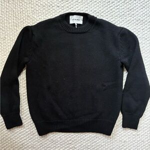 Frame Denim Men's Classic Black cotton oversized Crewneck Sweater